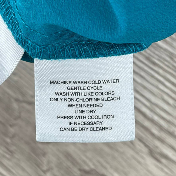 GREAT JONES Turquoise Stretch Surplice Tie Front Blouson Dress - Size Small EUC - Picture 9 of 16